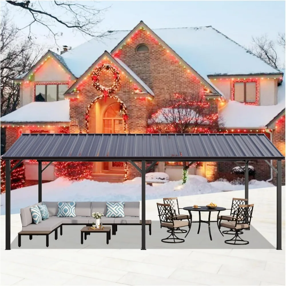 Carport 10 x 20 FT Heavy Duty Canopy, Outdoor Metal Shed Car Port, Garage Car Shelter Shade with Galvanized Steel Roof,