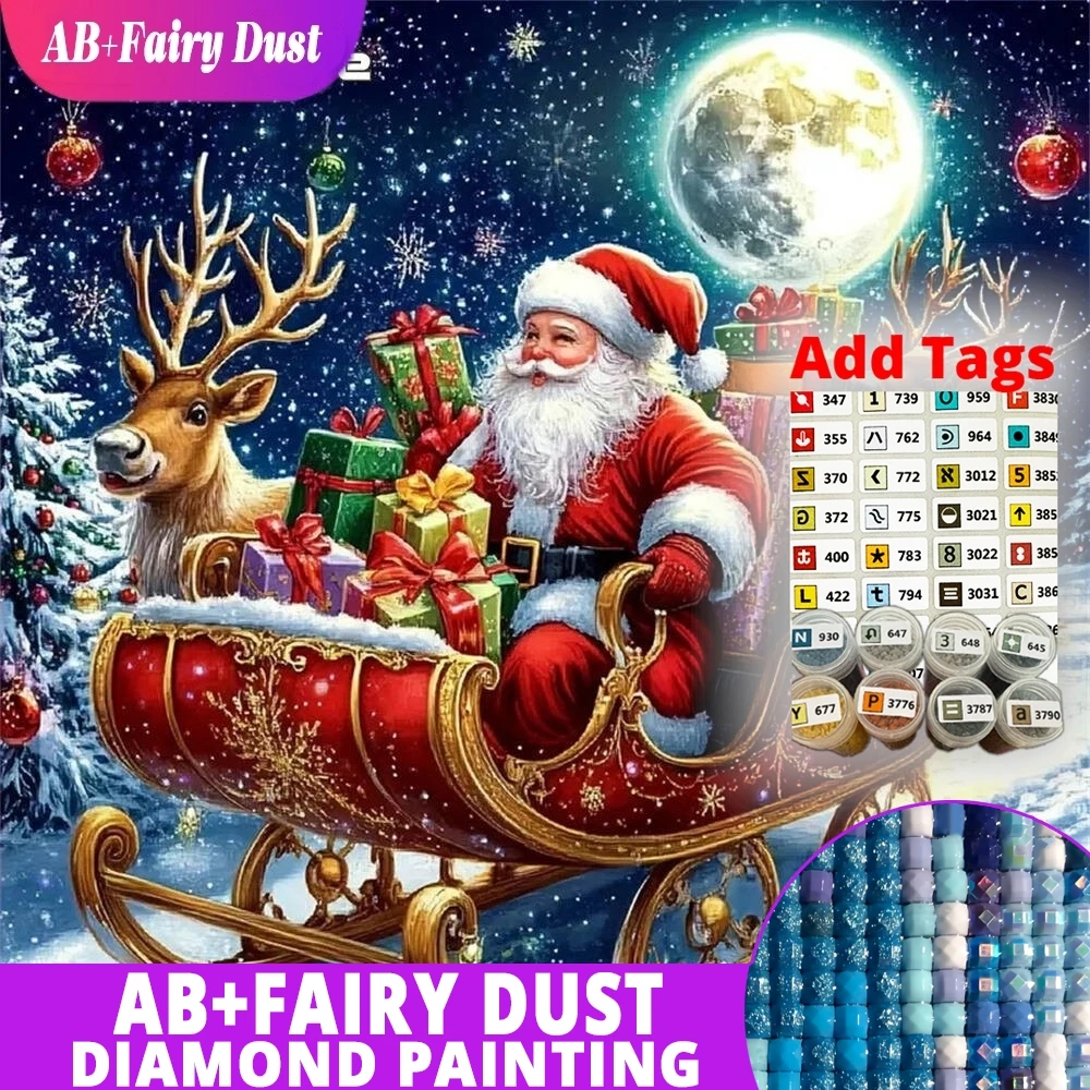 

AB сказочная пыль Алмазная мозаика Санта-Клаус портрет DIY акриловые принадлежности для рукоделия лунная живопись олень Новое поступление рождественские подарки