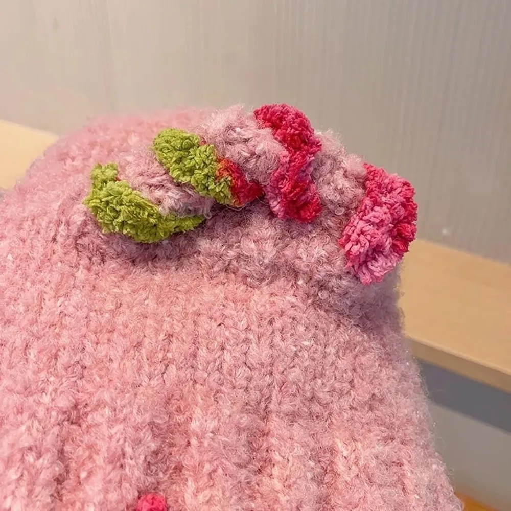 

Lightweight Warm Ear Knitted Fleeces Hat Elastic Adjustables Rainbow Headgear Hat Tassels Straps Windproof Ear Muff Hat