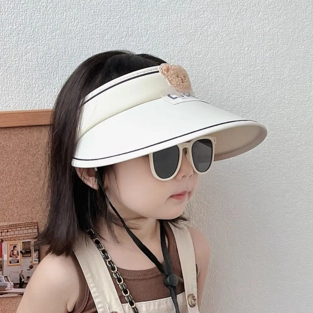 Cute Shading Hat Bear Empty Top Hat Korean Style No Top Beach Hat Cartoon Sunshade Hat Anti-UV Sun Hat Children's Visor Hat Kid