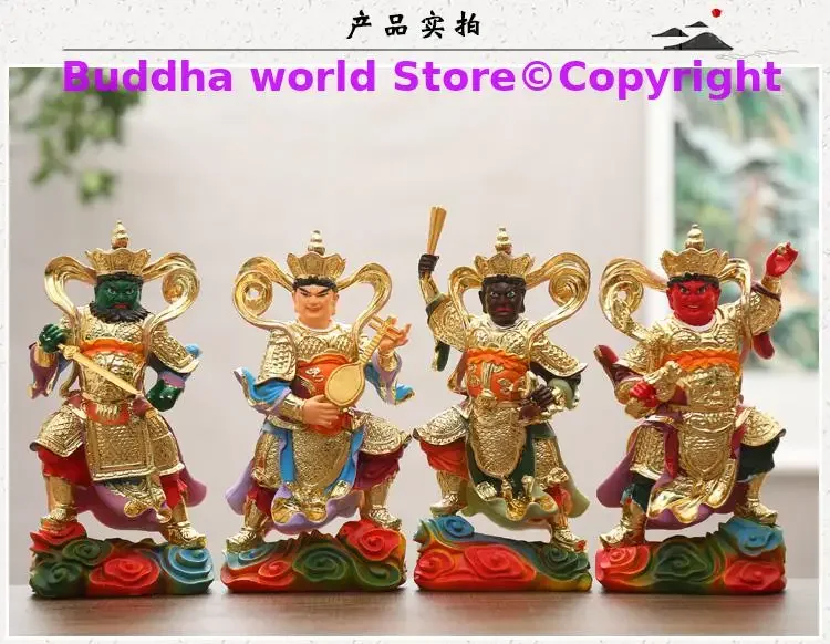 A set 4PCS HOME shrine Altar protection Buddhism SI DA TIAN WANG PU SA Vajra Bodhisattva Gods Buddha statue Large 26cm