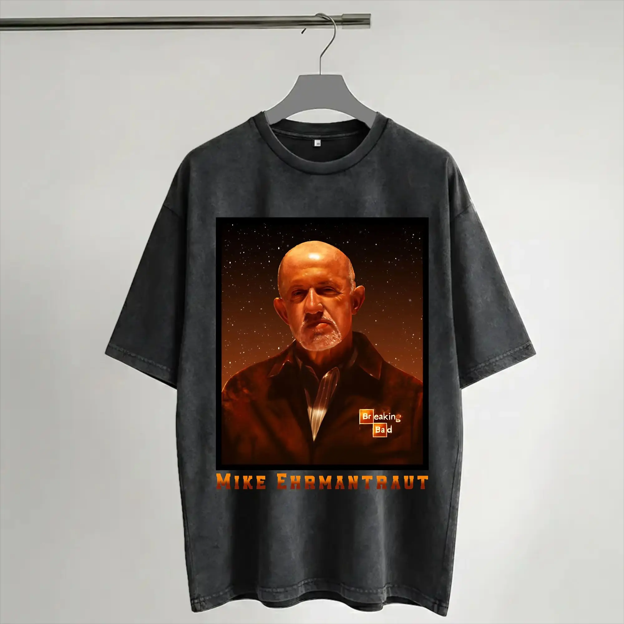 Graphic Printed Mike Ehrmantraut Breakings Bads  Washed Shirt Outfit Harajuku T-Shirt  Men Women Tee