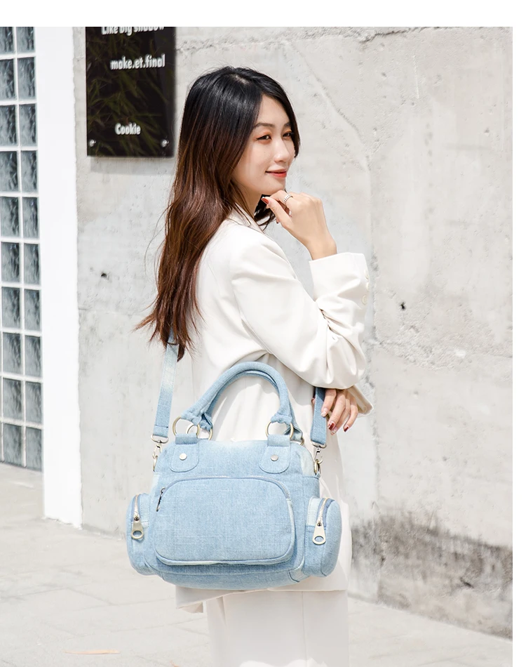 Vintage Women handbag Quality Denim Female Shoulder Bag New Luxury Design lady Totes Casual Cowboy ladies messenger Bag blue