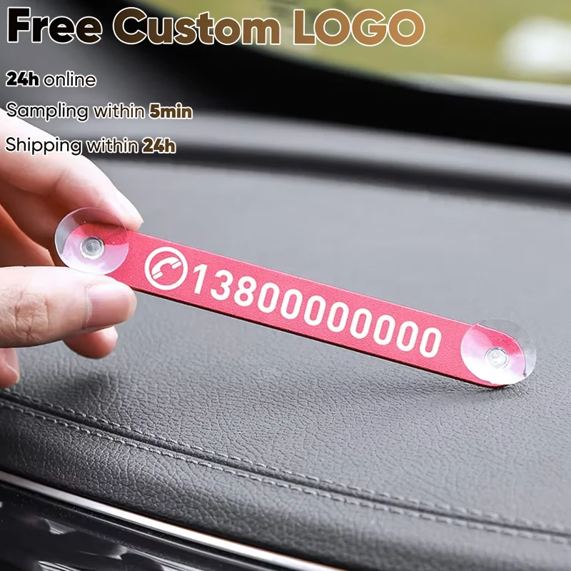 1PCS Free Engraving Car Phone Number Card Plate Suckers Temporary Parking Card Telephone Number Front Parking Assist Universal