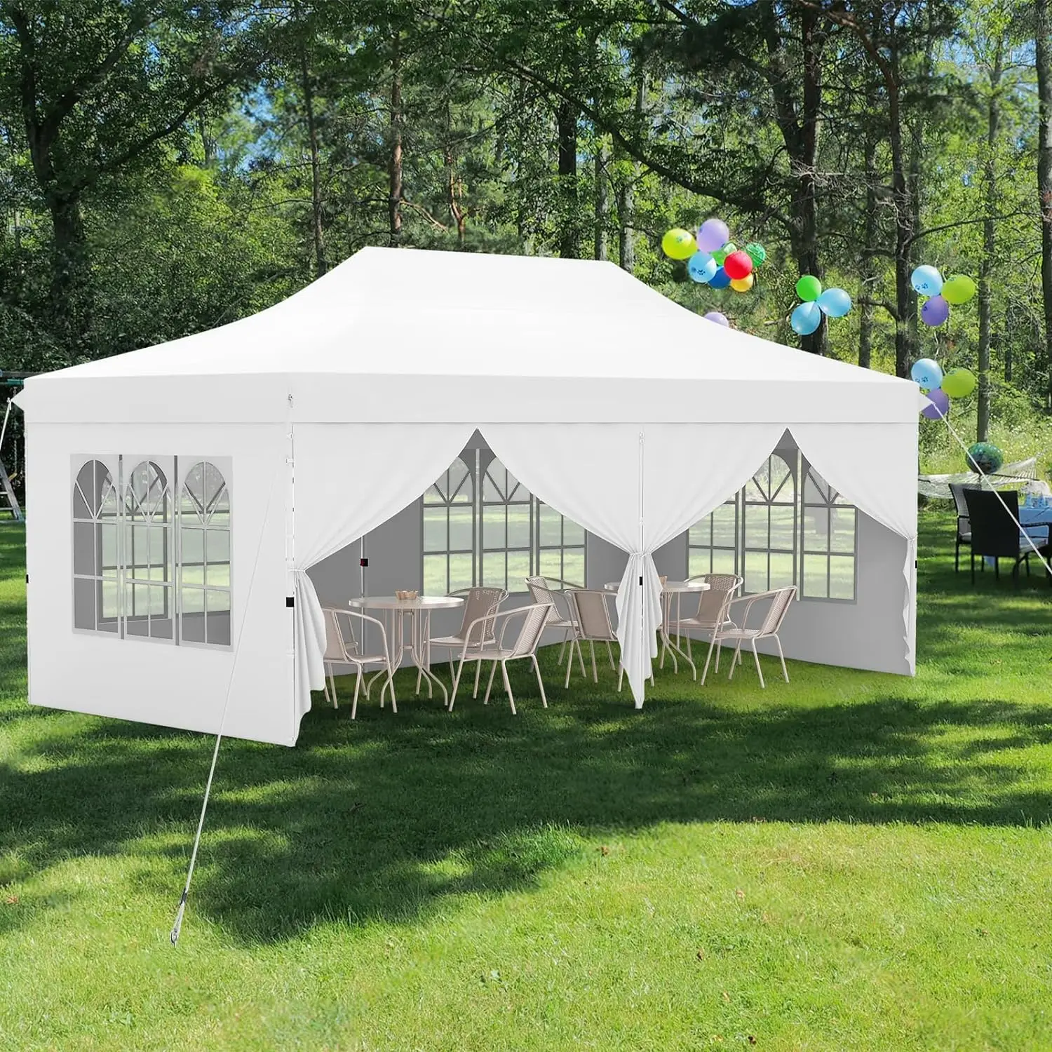 Pop Up Canopy with 6 Sidewalls Instant Setup Canopy Tent with 2 Zippered Door Windows Carrying Bag UPF 50+ Portable