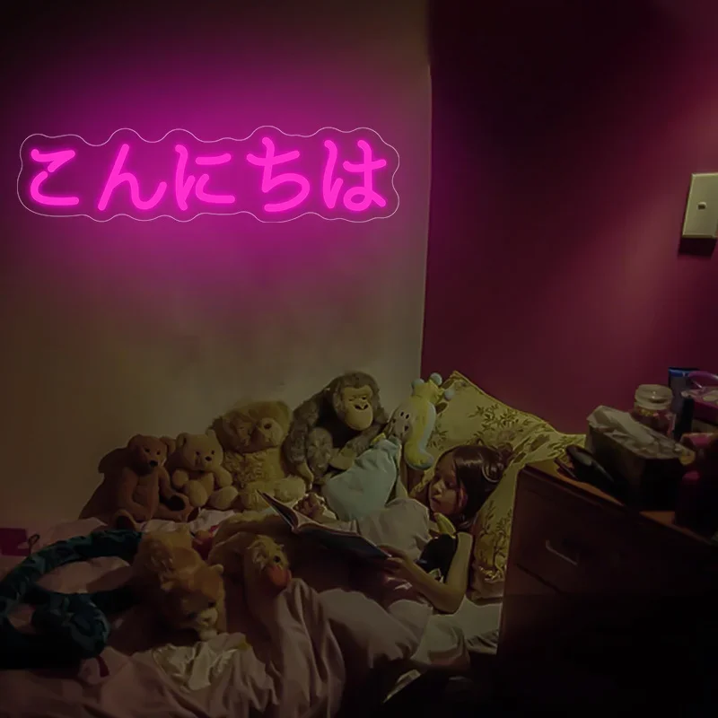 

Японский неоновый светильник Hello Pink LED для декора спальни, создающий уютную теплую атмосферу, идеальный подарок для дома и гостиной
