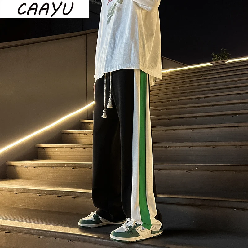 

CAAYU Mens Wide Leg Pants Men 2022 Casual Oversized Hip hop Baggy Joggers Male Japanese Streetwear Trousers Cross Pants for Men