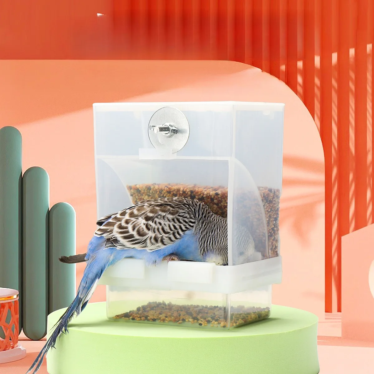 No Mess Bird Feeders Automatic Parrot Feeder Drinker Acrylic Seed Food Container Cage Accessories For Small And Medium Parakeets