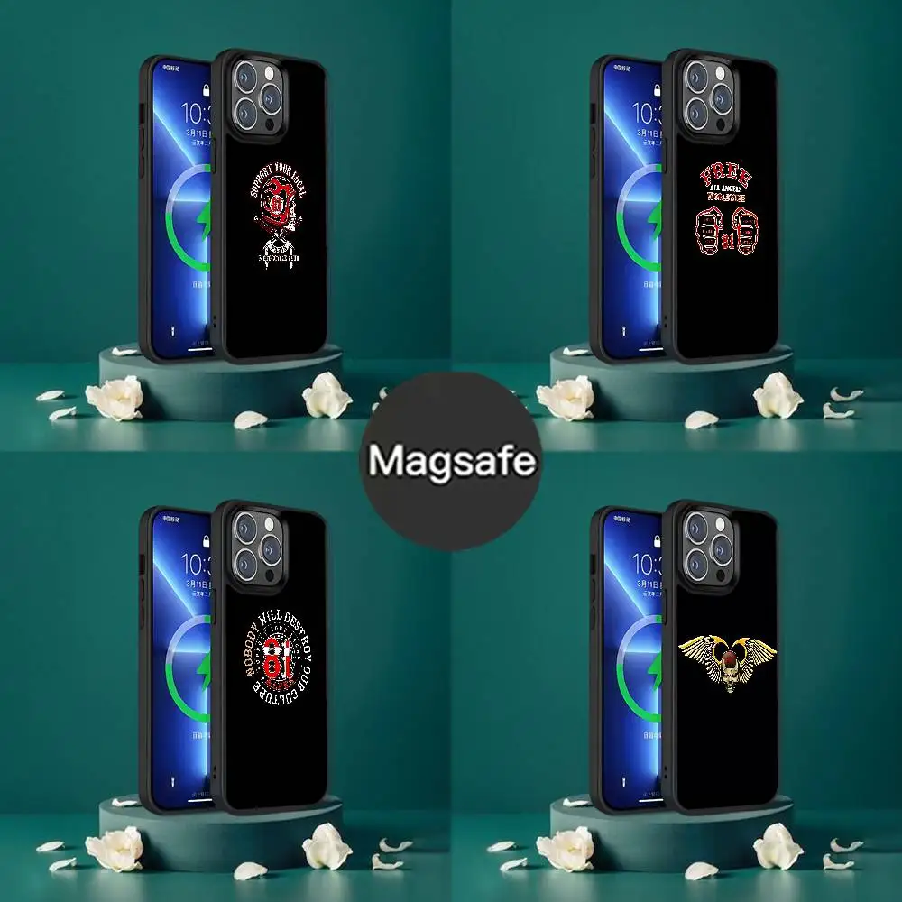 

H-Hells A-Angels Motorcycle 81 Case For iPhone 17,16,15,14,13,12,11,Pro,Max,Plus,Mini,SE4,E Magnetic Magsafe Wireless Charging