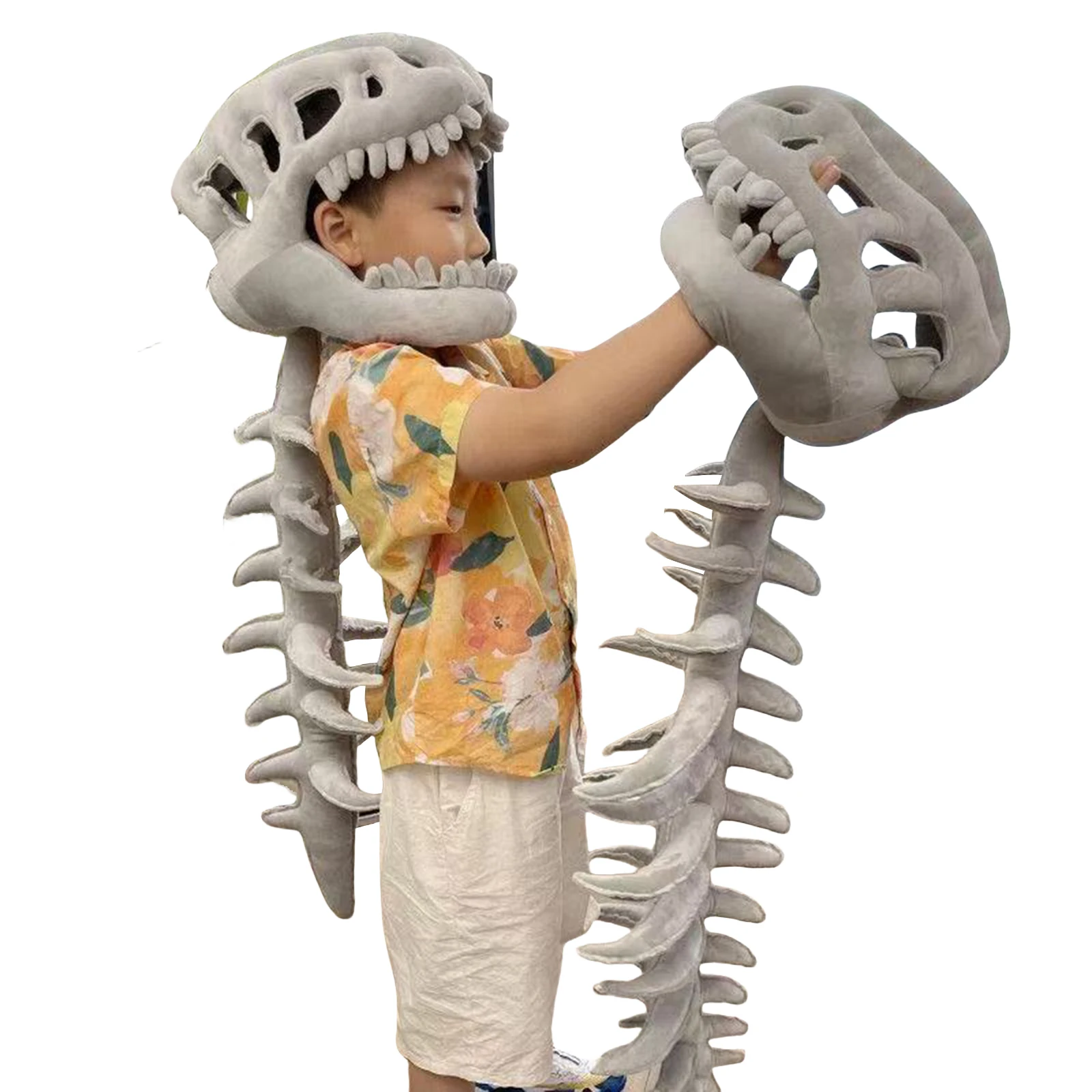 

3D Dinosaur Skeleton Costume Set Halloween Dinosaur Skeleton Costume Funny Headgear Cosply Dress Up Clothing Plush Toys