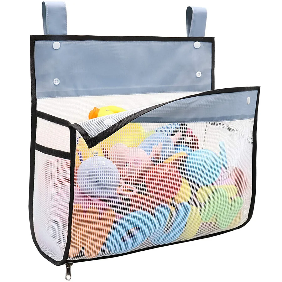 New Greater Capacity Bath Toy Organizer, Extra Large Opening Bathroom Toy Holder, Bottom Zipper Bathtub Toy Storage Bag