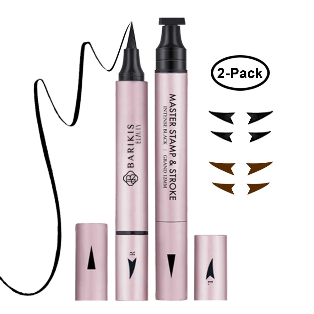 

2in1 Wing Eyeliner Stamp Liquid Eyeliner Pencil Triangle Seal Eye Liner Cat Style Stamp Eye Makeup 2 Pens