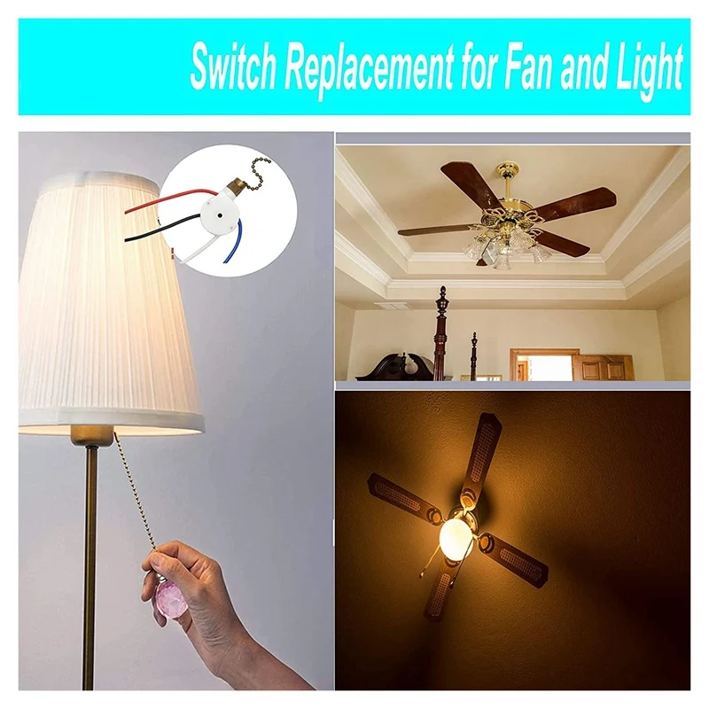 Ceiling Fan Lights Switch Zingear ZE-208S E89885 3 Speed 4 Wire Fan Switch Pull Chain ,Fan Lights Switch