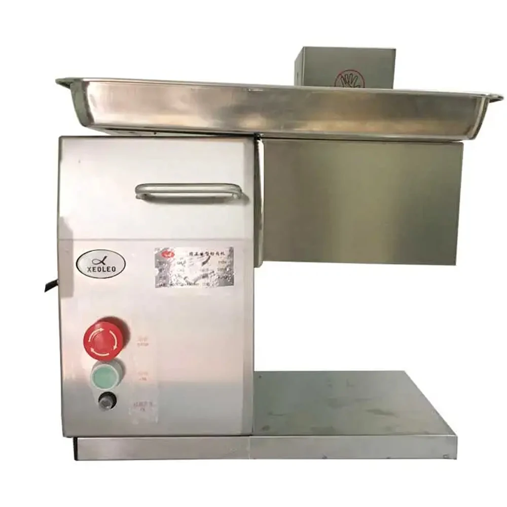 XEOLEO Commercial Meat Cutter 250KG/H Electric Frozen Meat Slicer Stainless Steel Bacon Meat Chopper 2.5/3/4/5/6/7/8mm Thickness