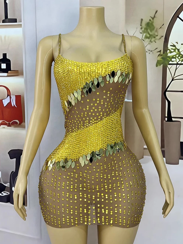 Hoge kwaliteit strass pailletten sexy jarretel kleur geblokkeerde jurk 2025, nieuwe mode aangepaste dameskleding