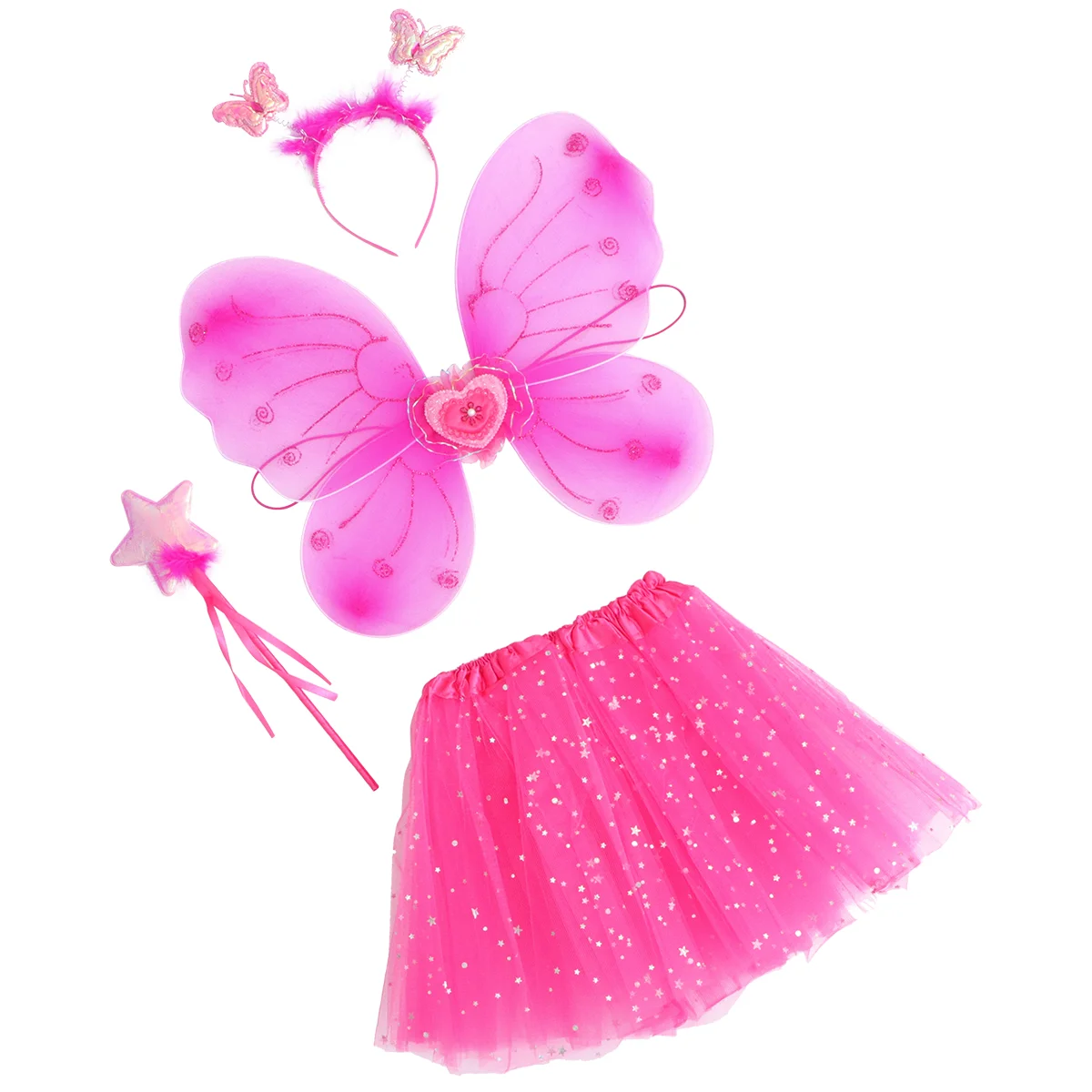 Butterfly Wings Four Piece Set Festival Cosplay Costumes Girl's Fairy Dress Toddler Toys Party Supplies Flower Performance