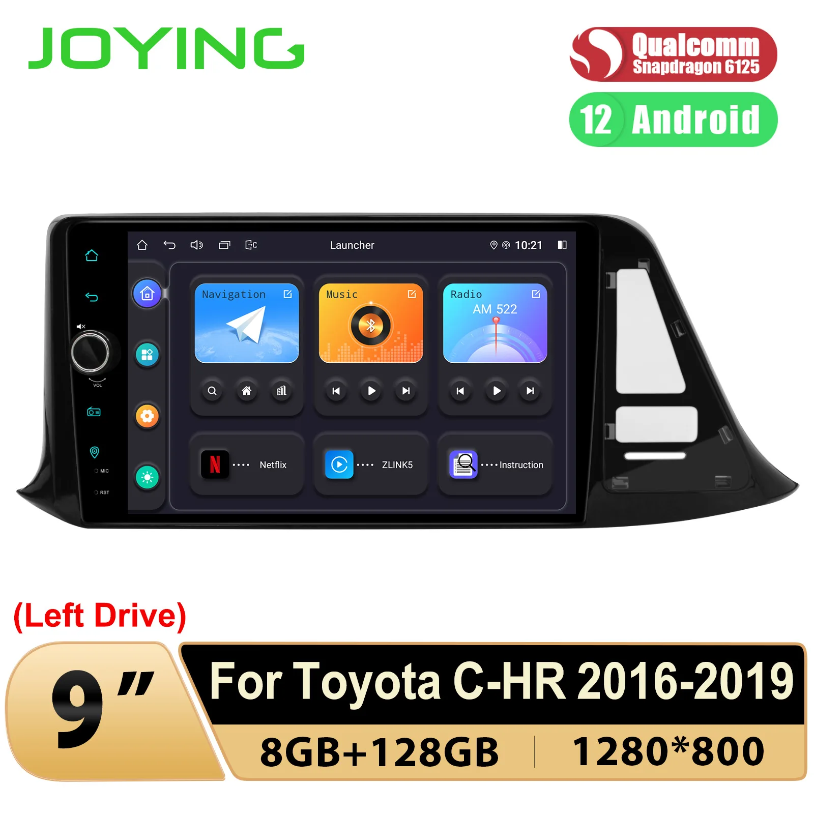 

JOYING Android Car Stereo Radio Head Unit For Toyota CH-R CHR 2016-2019 Multimedia Player With Carplay 4G Module Left Drive