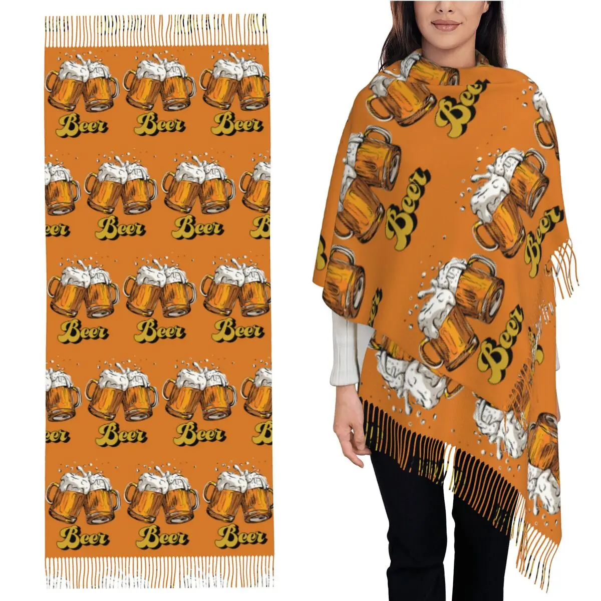 

Beer Scarf Tassel Scarves Women Soft Warm Shawls and Wraps Large Fall Winter Shawl Wrap
