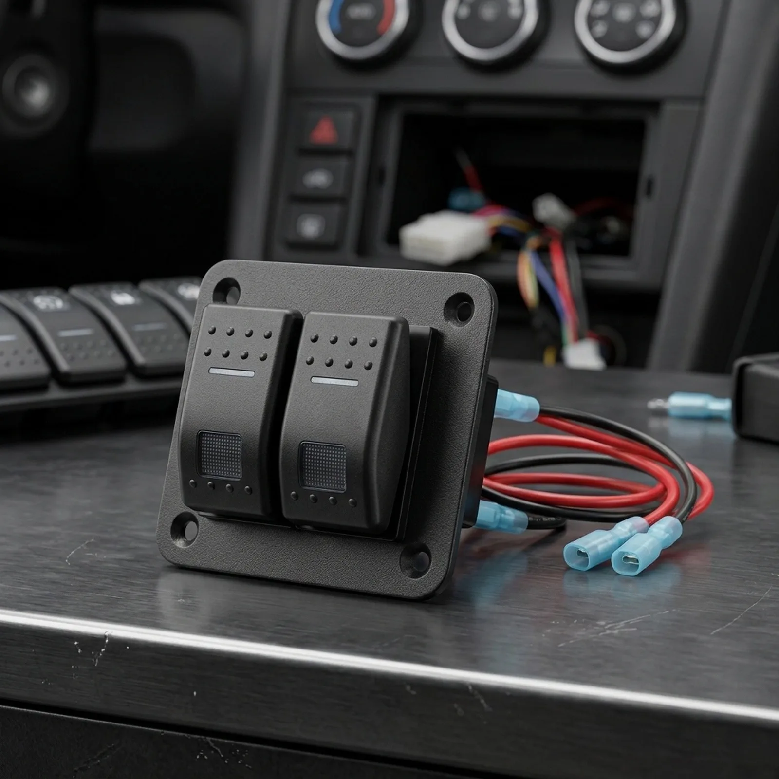 Robust Aluminum Rocker Switch Panel with SPST Functionality for 12V/24V DC Devices Including Auxiliary Lights and More
