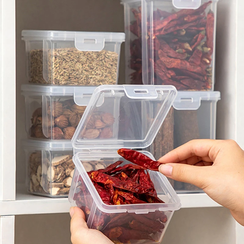 Transparent Seasoning Box Kitchen Organizer Storage Boxes Condiment Containers With Lids Spice Sugar Salt Bottle