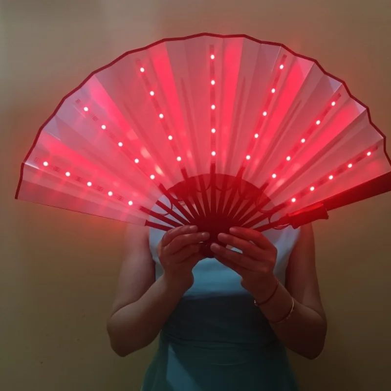 قابلة للشحن LED تضيء مروحة قابلة للطي التحكم عن بعد متعدد الألوان توهج لوازم الحفلات النادي الليلي الهذيان الرقص الأداء الهتاف #5