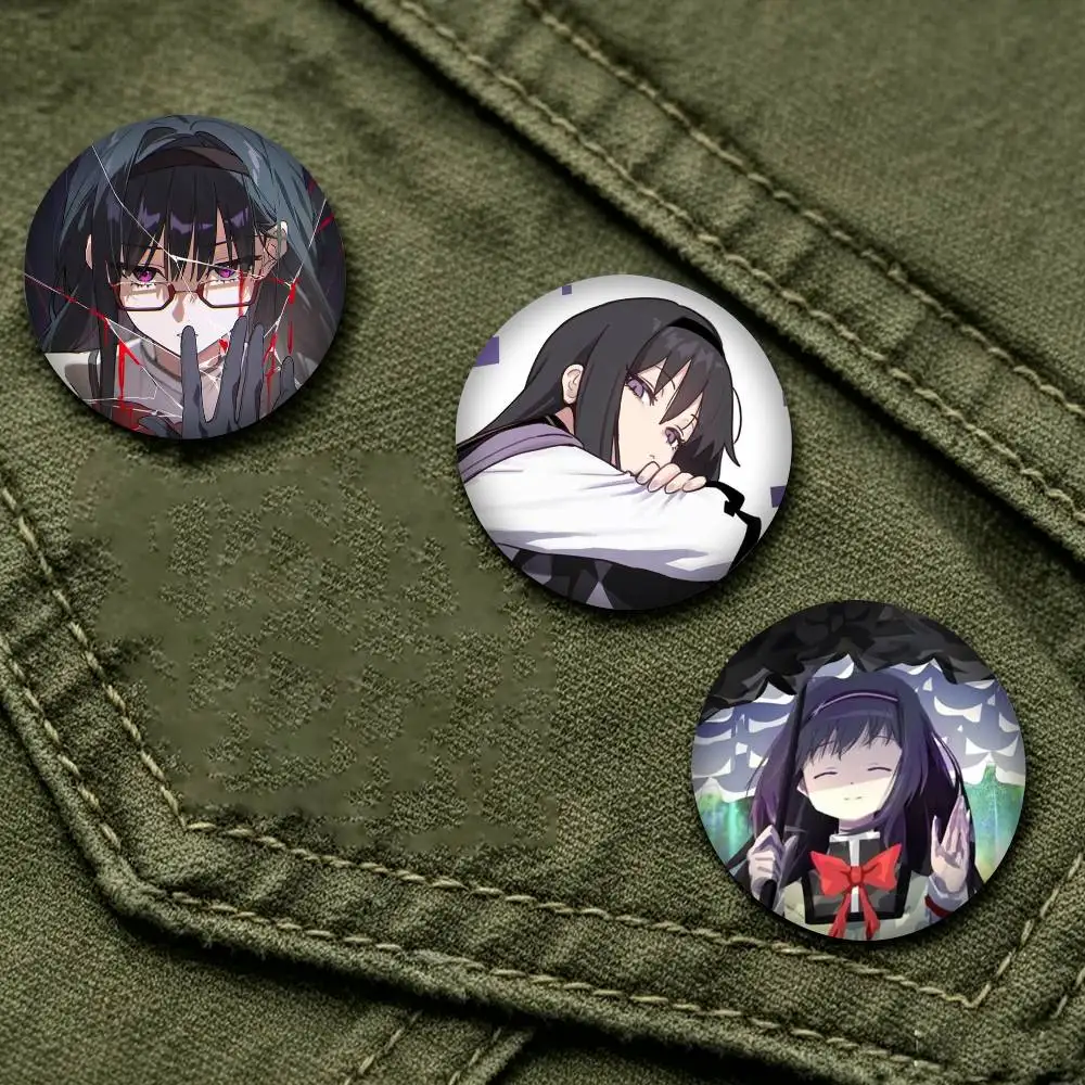 Cute Anime Character Homura AkemiS  25 32 44 58 75mm Badges Personalized Round Brooches Pins Accessory Gift