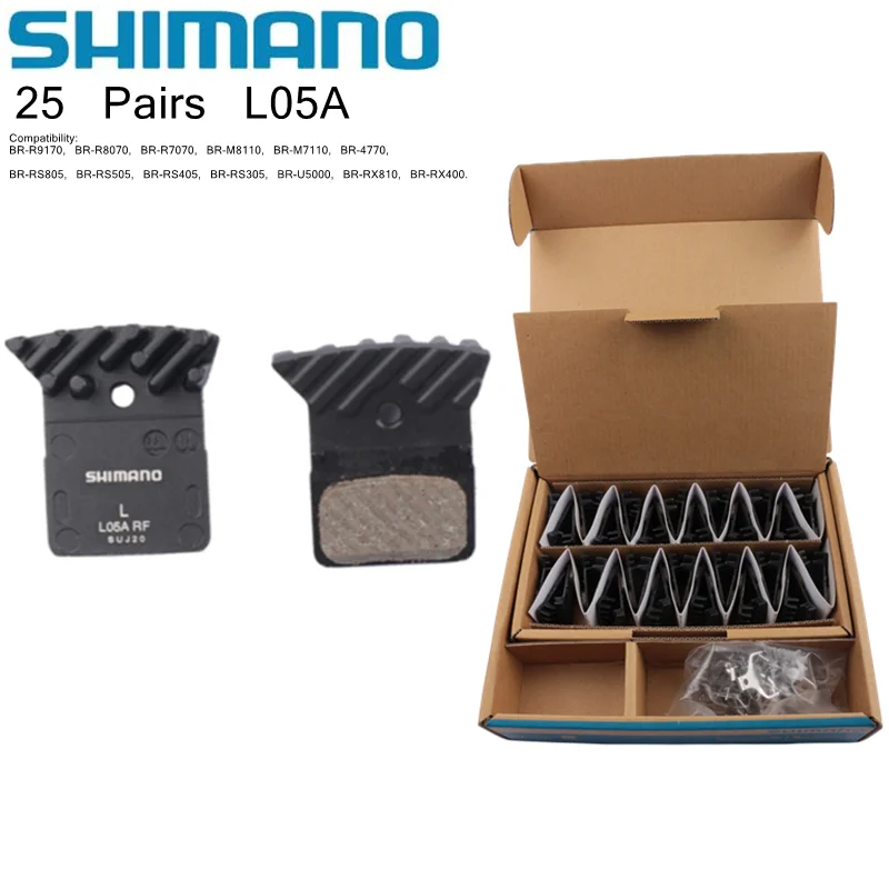 

Shimano 25 Pairs L05A Road Bike Resin Brake Pads Ice Tech Cooling Fin for Ultegra R9170 R8070 R7070 RS805 XTR M9100 Bicycle Part