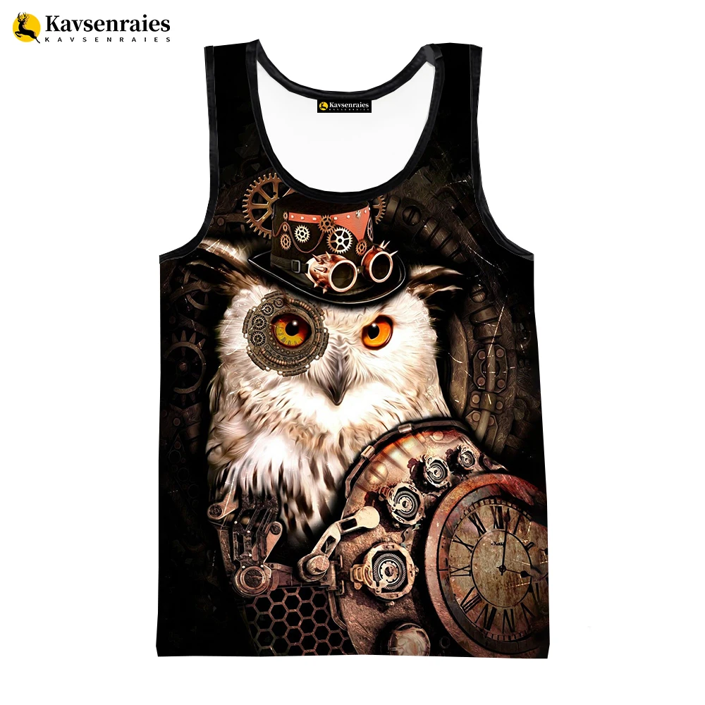 

2023 New Fashion Casual Harajuku Style 3D Owl Printed Tank Tops Unisex Trendy Streetwear Oversized Men's Clothing Ropa Hombre