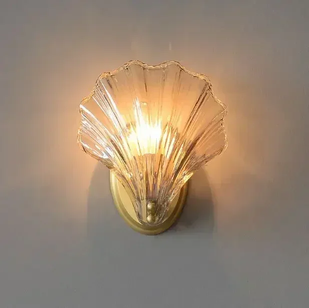 Postmodern Minimalist All Copper Shell Glass Wall Lamp American Style Living Room Bedside Lamp Bedroom Study Wall Lamp