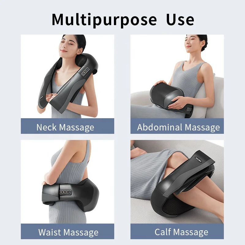 Best Selling New Design Shiatsu Silicone Strap Electric Deep Tissue Pain Relief Neck and Shoulder Massager