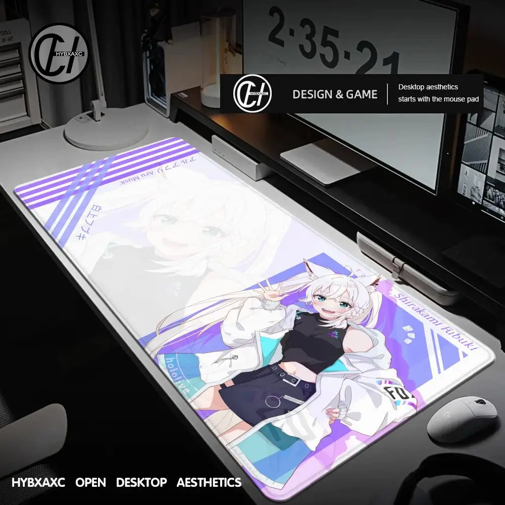 Gaming Mouse Pad Hololive Shirakami Fubuki Custom Home Computer Keyboard Pad Desk Mat Laptop Soft Anti-slip Table Mat Mousepad