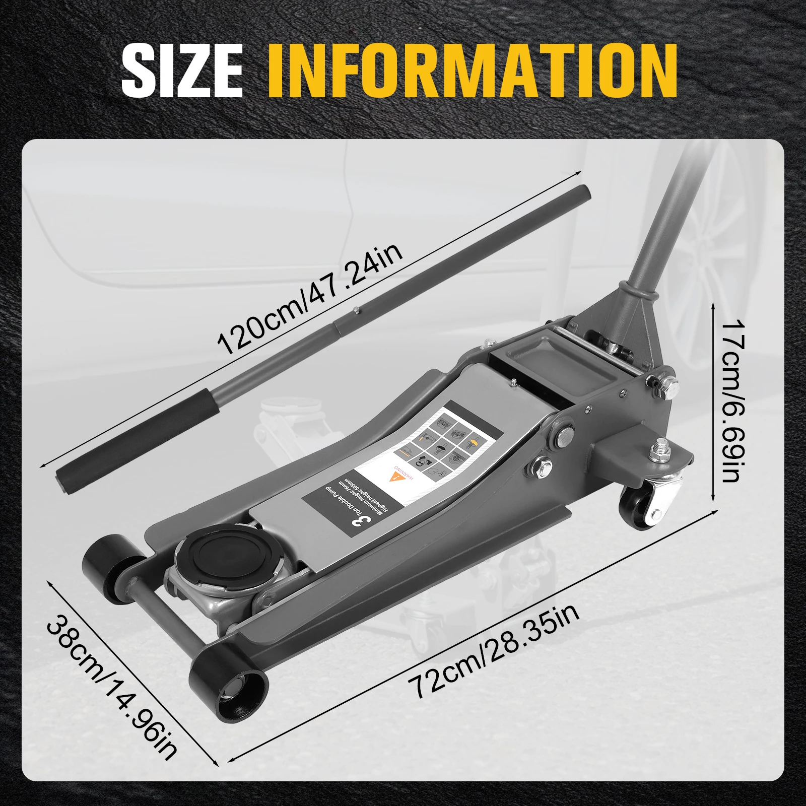 

3T Dual Pumps Hydraulic Lift with Big Wheels Tire Changing Hydraulic Jack Rust Proof For Small Cars & Trucks