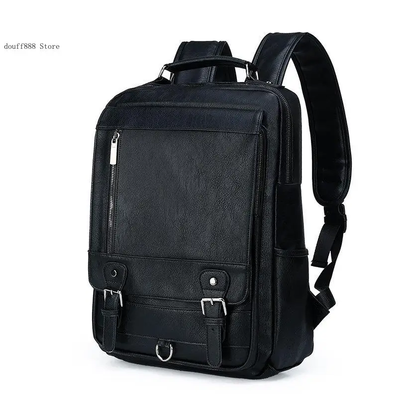 Pu Leather Travel Casual Business Schoolbag Backpack Book Bag Men