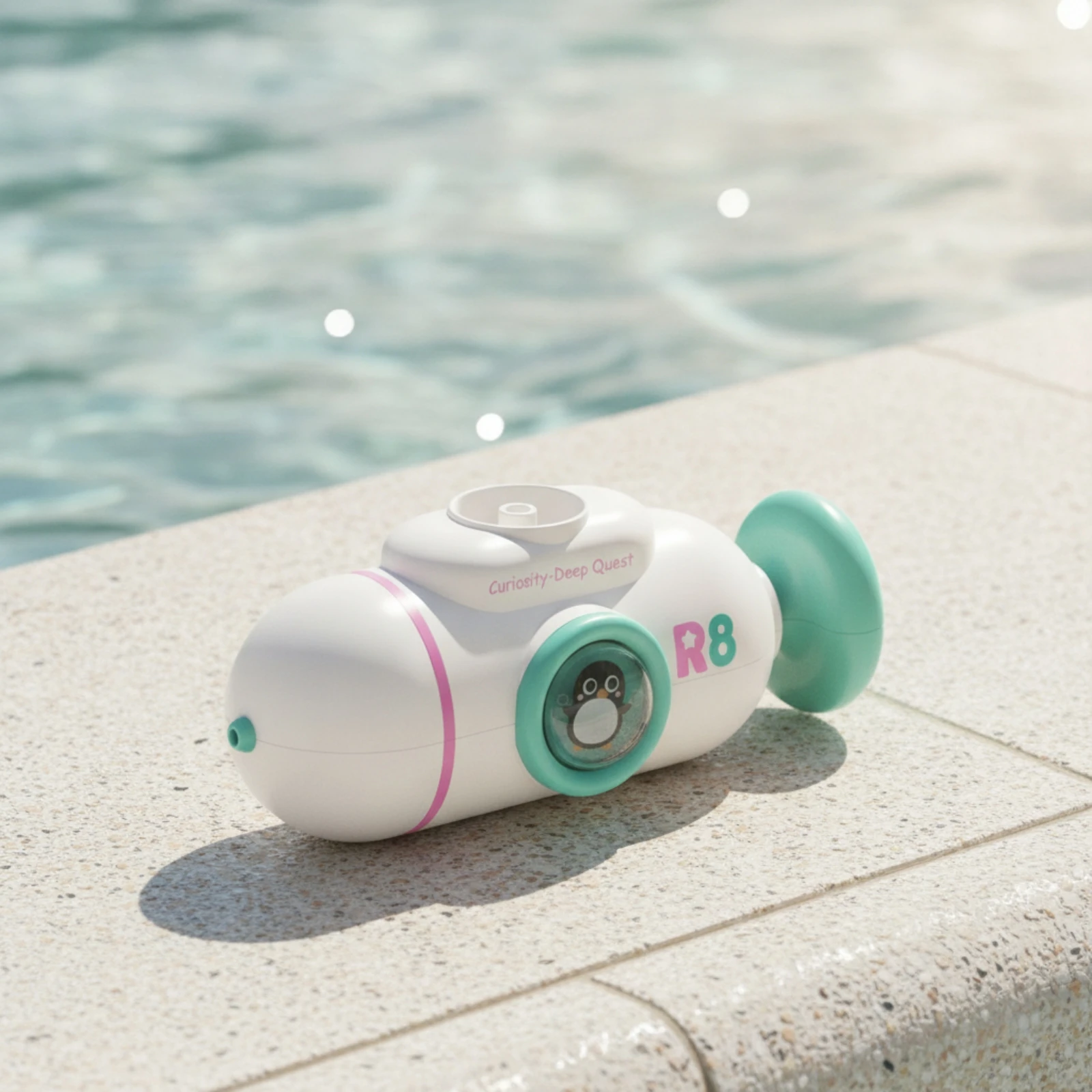プルハンドル付きおもちゃの水中船-コンパクトな水中船のお風呂用おもちゃ-ウォーターブラスター-子供用、浴槽、プール用に浮かぶ