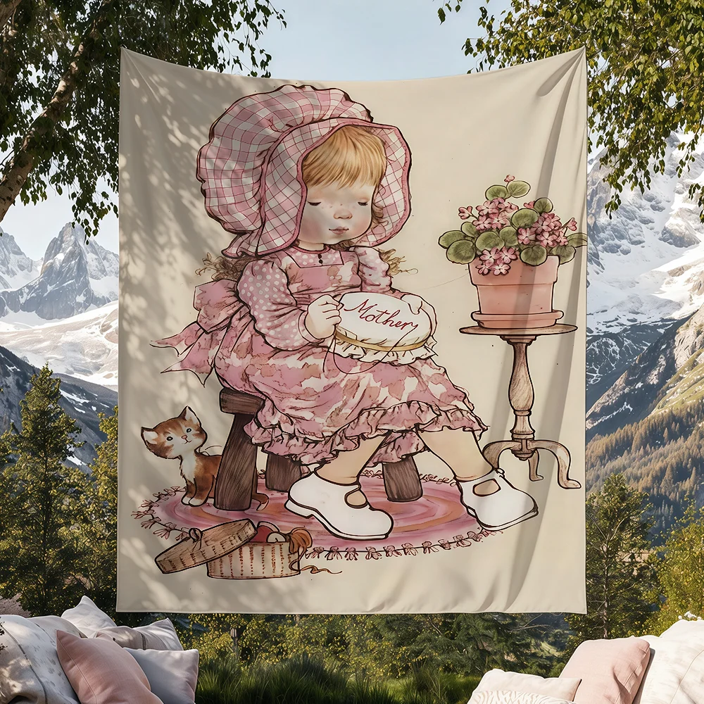 Art S-Sarah Kay Cartoon girl flag Tapestries Outdoor Parties Wall Decor Camping Bedrooms Living Rooms Dorms Gifts