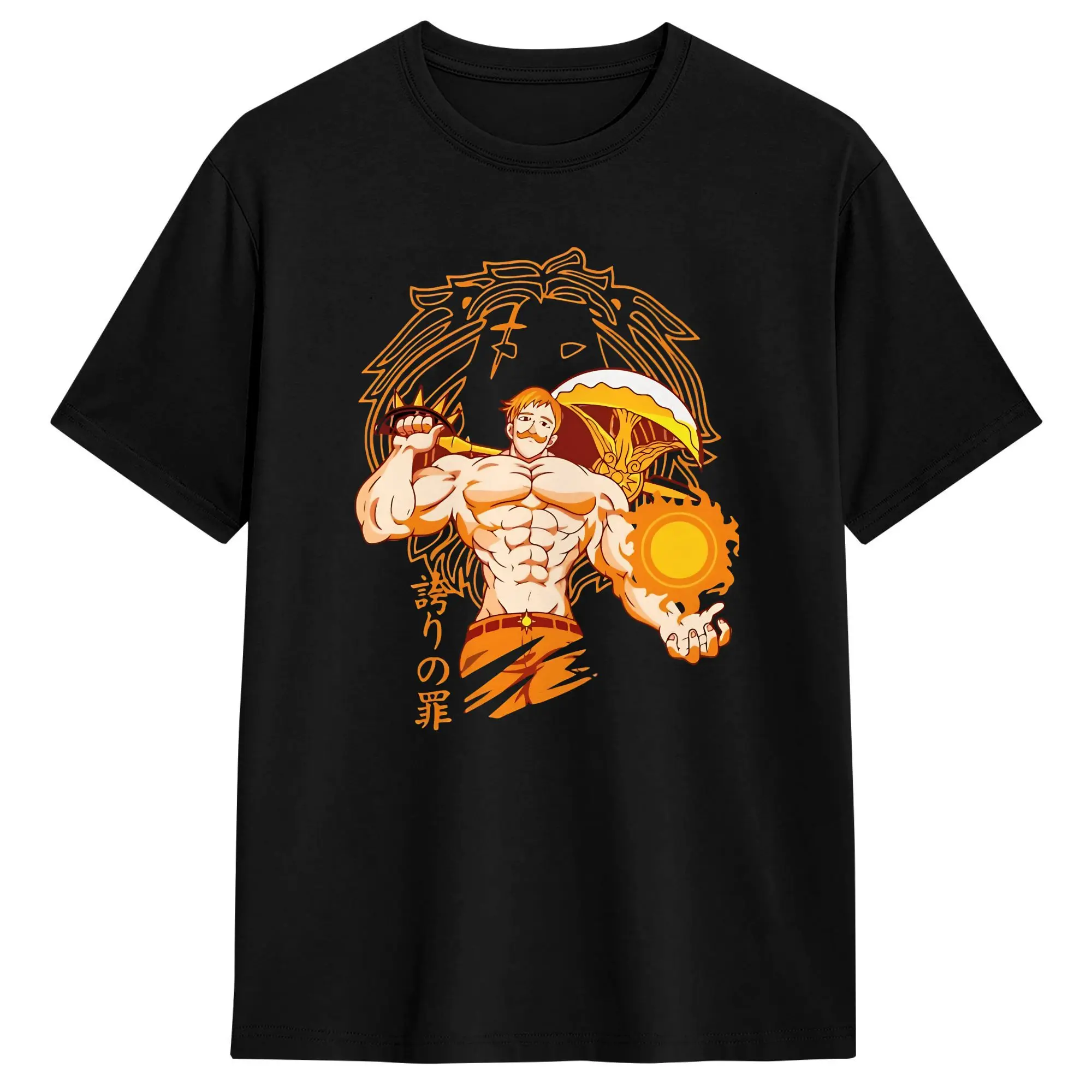 Anime Escanor Stronger Man Cotton T Shirt For Men Summer  Funny T-Shirts Round Neck Hippie Tee Shirt Oversize Design Tops