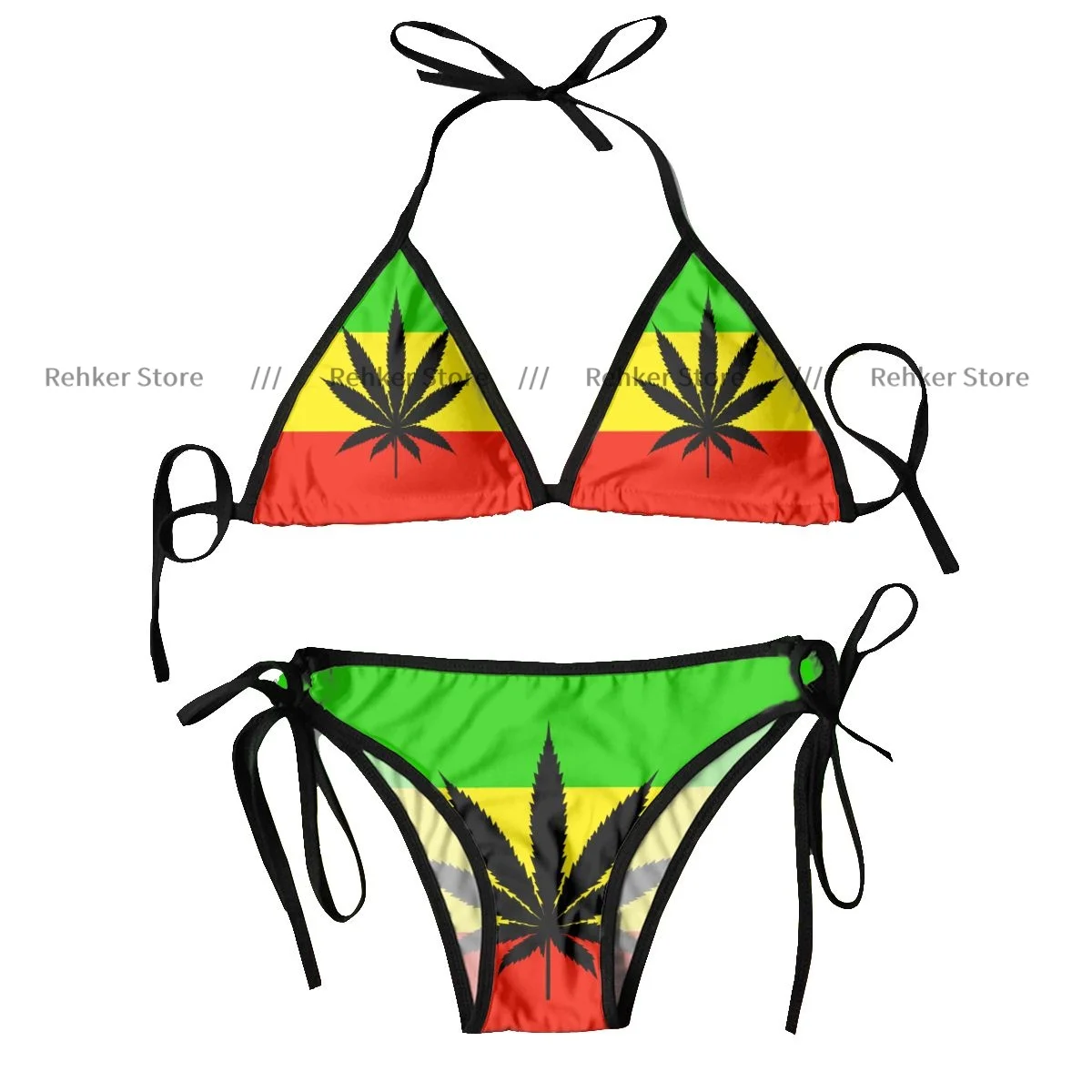 Bikini Set Swimwear Women Swimsuit Sexy Push Up Swimming Bathing Suit Rasta Flag With Leaf Beachwear Summer Brazilian