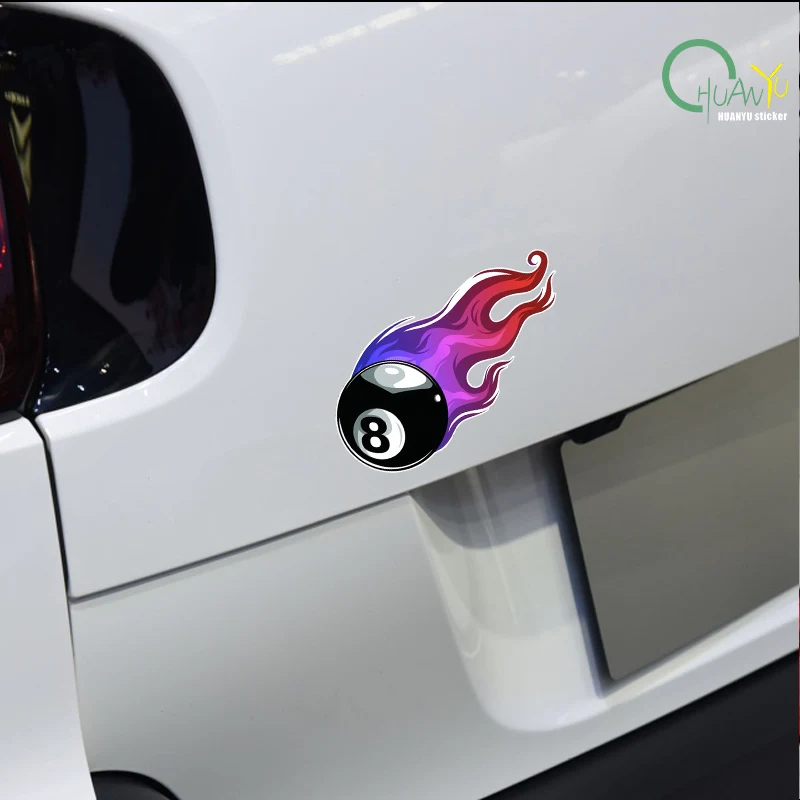 Pool black 8 rapid flame car sticker personalized creative snooker cool car body decoration decal