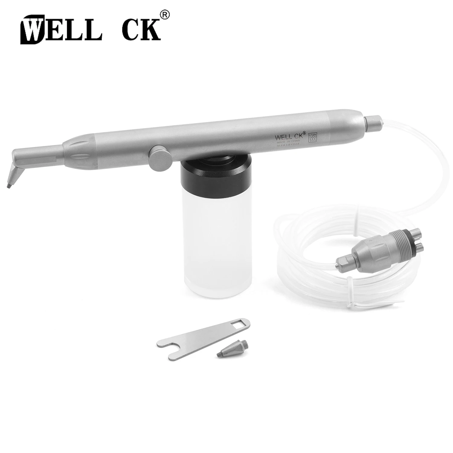 WellCK Dental Aluminum Oxide Sandblasting Gun Micro Blaster Polisher 2/4 Holes Interface Microetcher Sandblaster Teeth Whitening