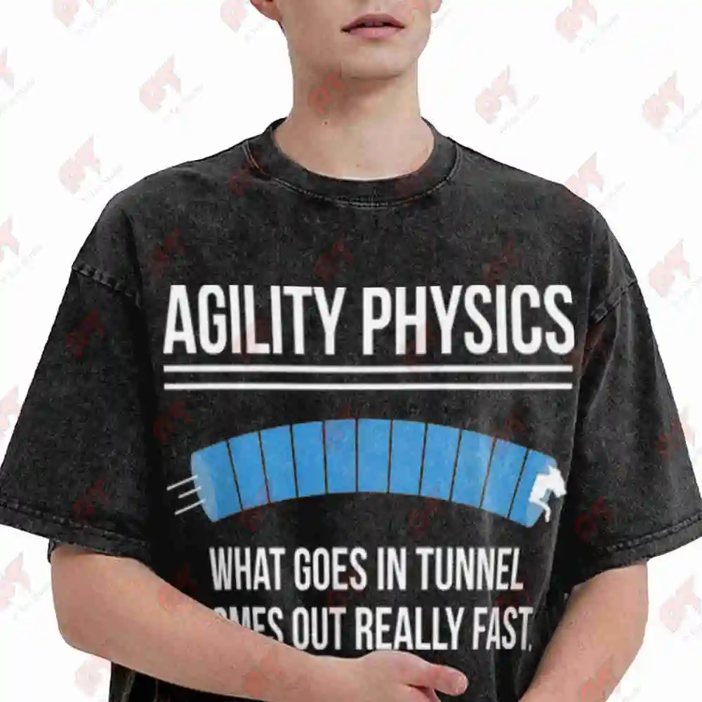 Dog Agility Physics Definition Trainer Handler Vintage Washed Tee Pure Cotton T-Shirt