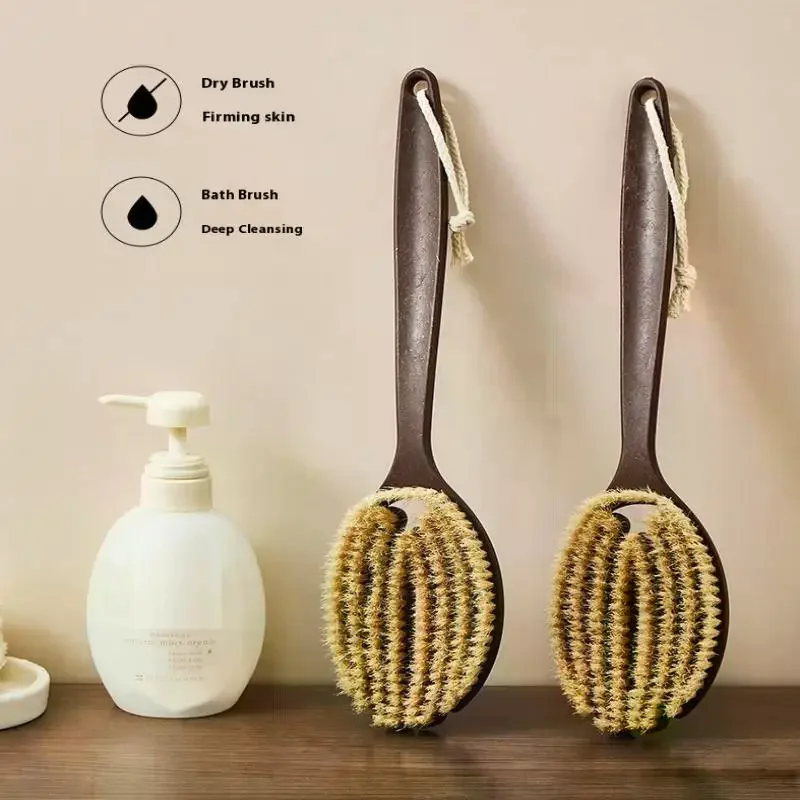 Bath Shower Brush Bathing Brush Dry Skin Body Soft Natural Bristle Massager Care Tool Soft Natural Bristle PE Handle
