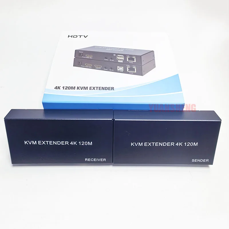 4k kvm 120m extensor hdmi-compatível rj45 cat6 hdmi kvm ethernet extensor kit de áudio sobre lan ethernet extensor para ps4 tv pc