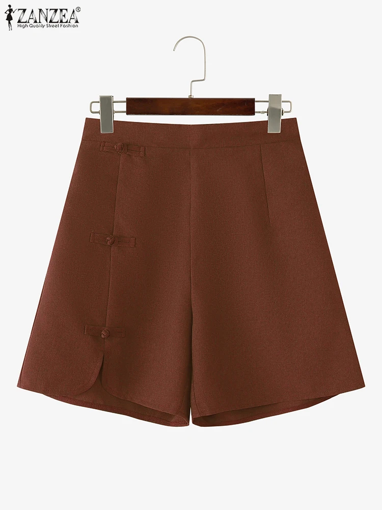 

Летние шорты, женские однотонные короткие брюки, 2025 ZANZEA, модные повседневные свободные брюки с эластичной резинкой на талии и бантом, большие размеры