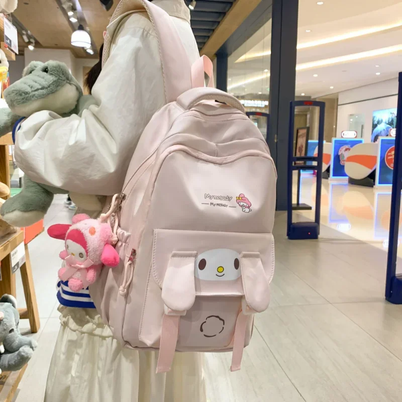 Bolsa Sanrio de grande capacidade para estudante, casual e leve, almofada de ombro, mochila bonita impermeável, nova M pequena