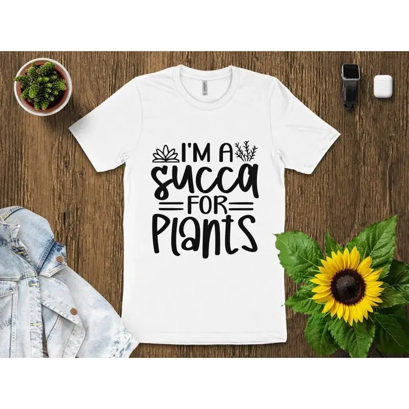 Funny Plant Lover T Shirt Succulent and Cactus Gardener I'm A Succa For Plants Hilarious Gardening Mom