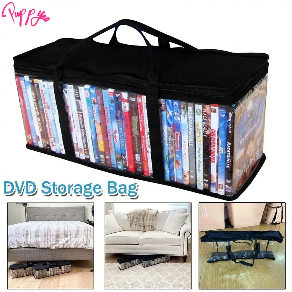 Bookshelf Dust Proof Book Storage Bag Clear Large CD Holder Case 60cm Book Organizer DVD Carry Bag Collection