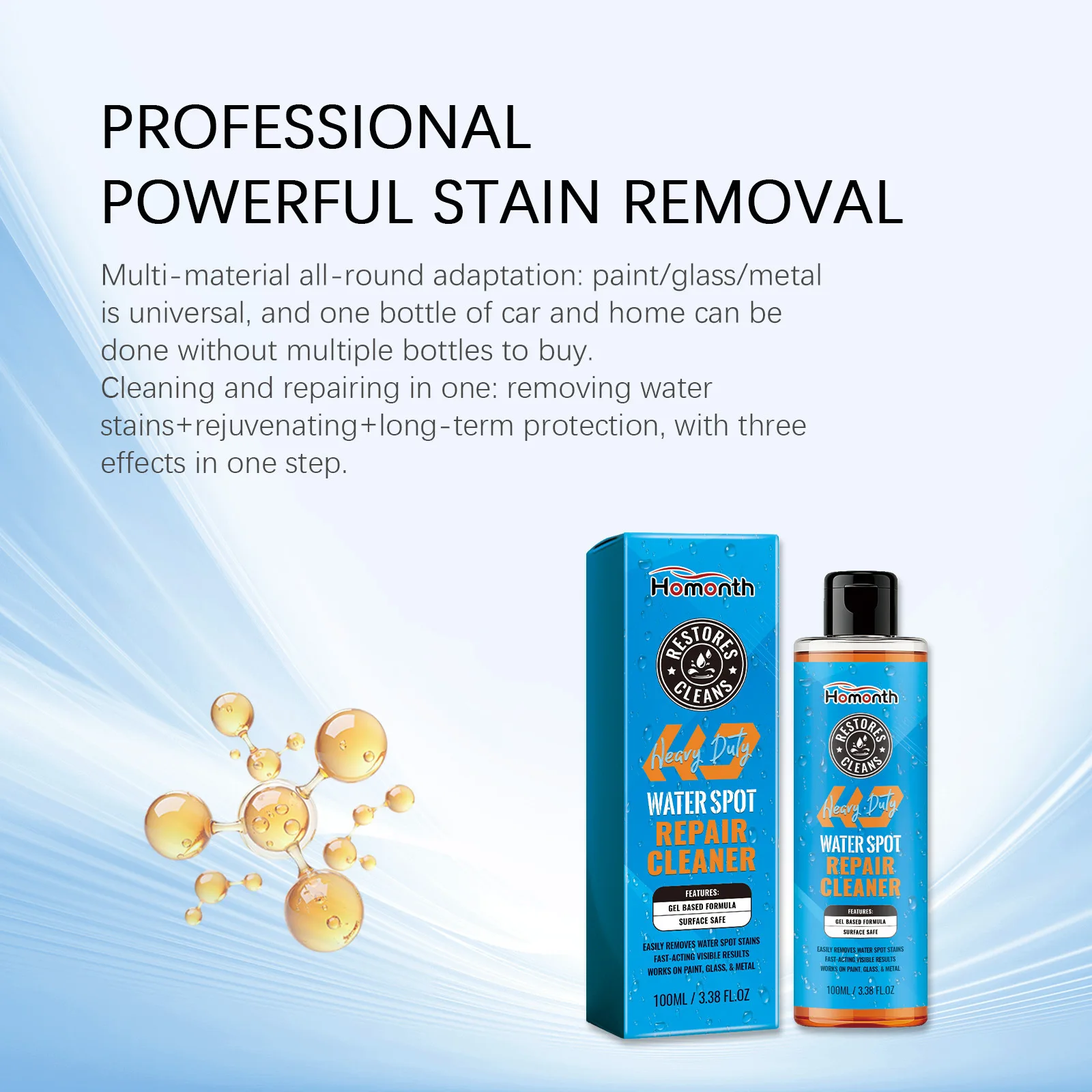 Professional Hard Water Stain Remover for Cars Remove Water Etching Acid Rain Marks Restore Shine on Paint Glass Chrome Wheels