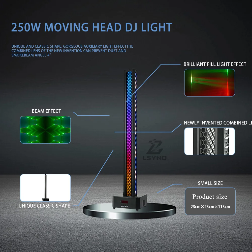 Moving Head DJ Light 250W LED Beam DMX512 3 Sides Audience Disco Stage Effect for Bar Party Club Event Concert Wedding