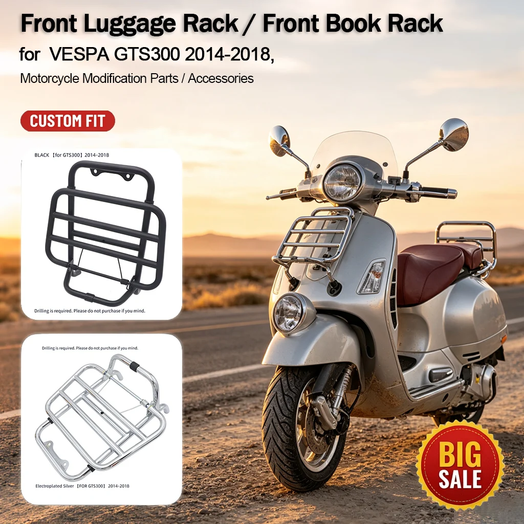Motorcycle Front Luggage Rack for Piaggio VESPA GTS300 2014-2018, Front Bracket Mod Accessories