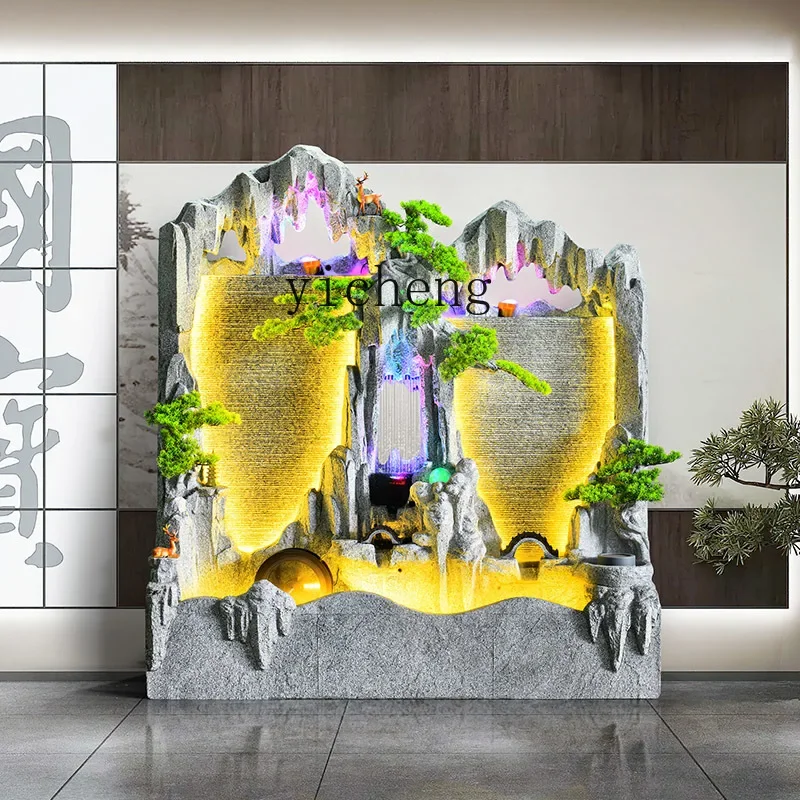 YFY rockery living room decoration office  lucky flowing water landscape background wall